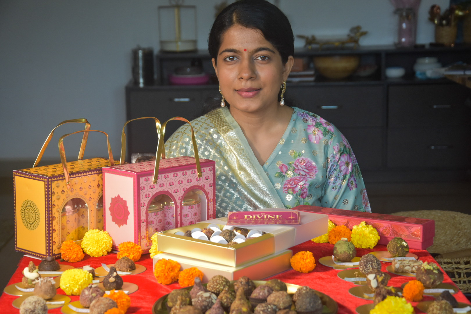 Chef Ashmika with her festive mithai collection